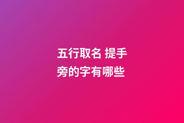五行取名 提手旁的字有哪些